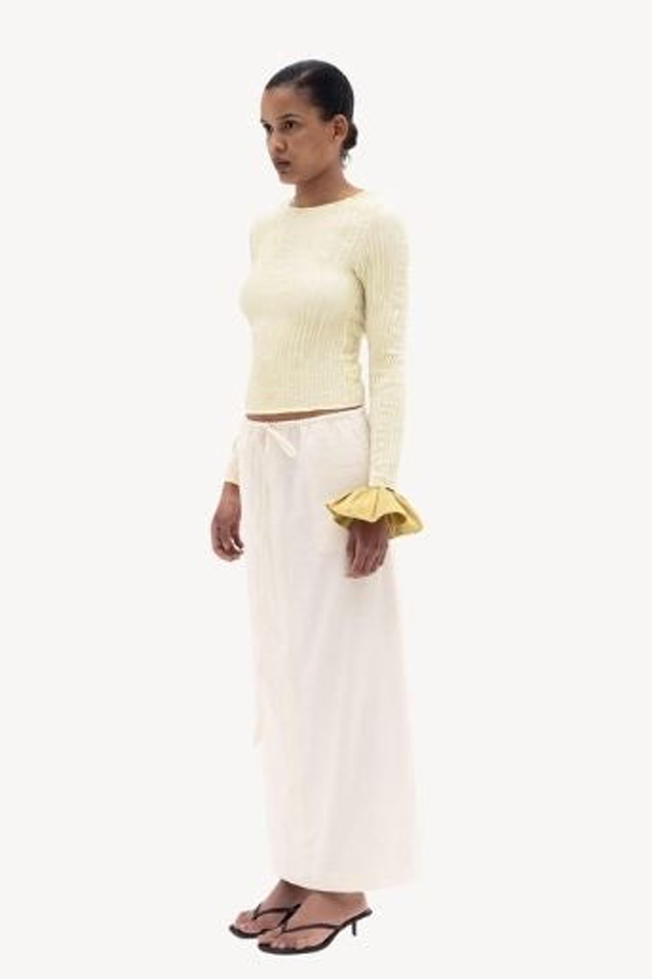 AZUR Plissé Satin Silk Sleeve Top