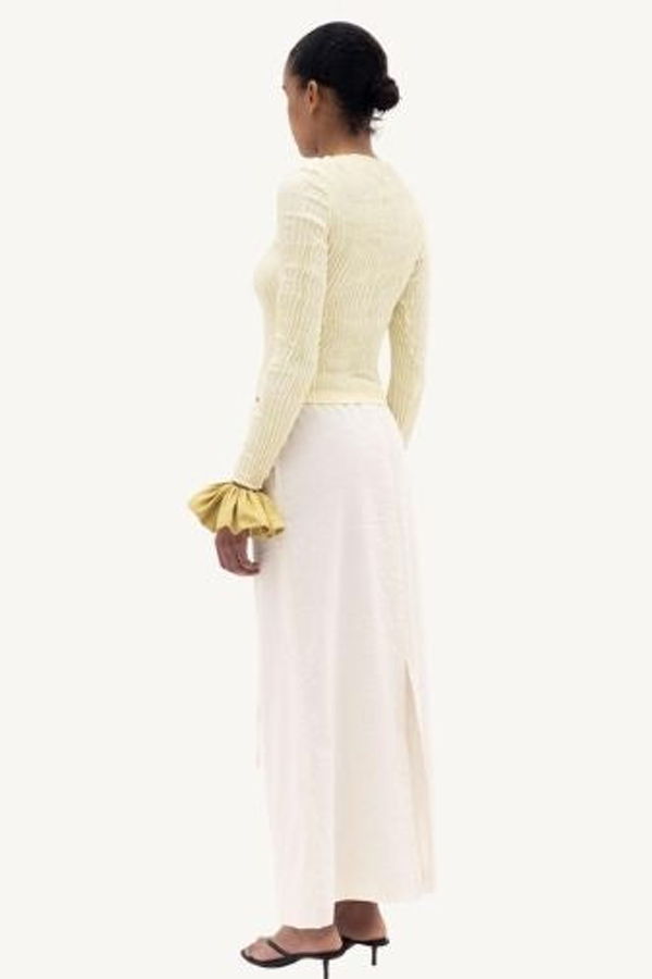 AZUR Plissé Satin Silk Sleeve Top