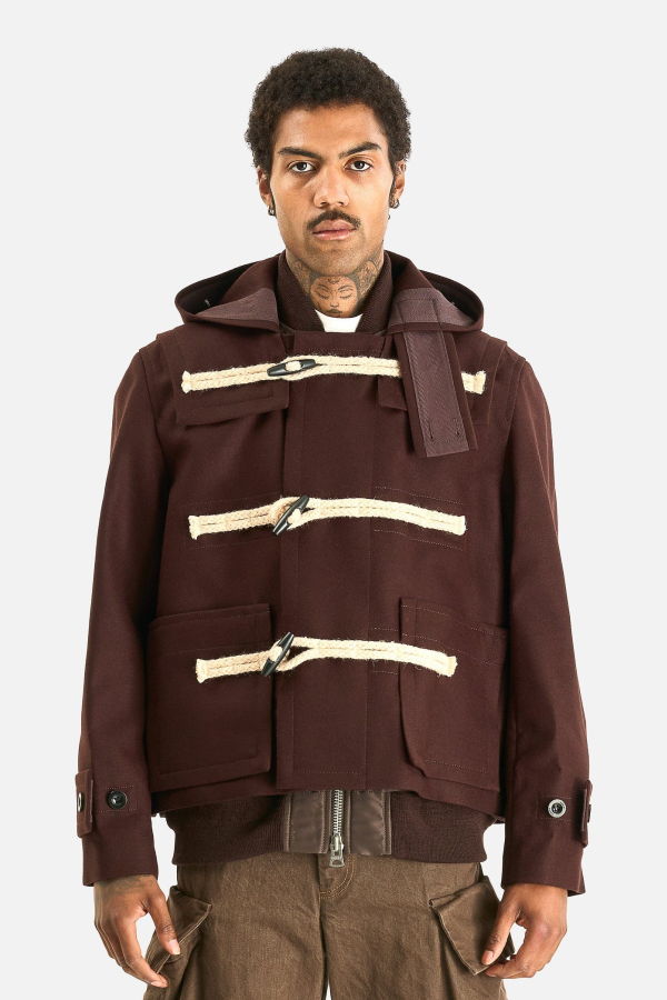 sacai Wool Melton Blouson Jacket - Brown