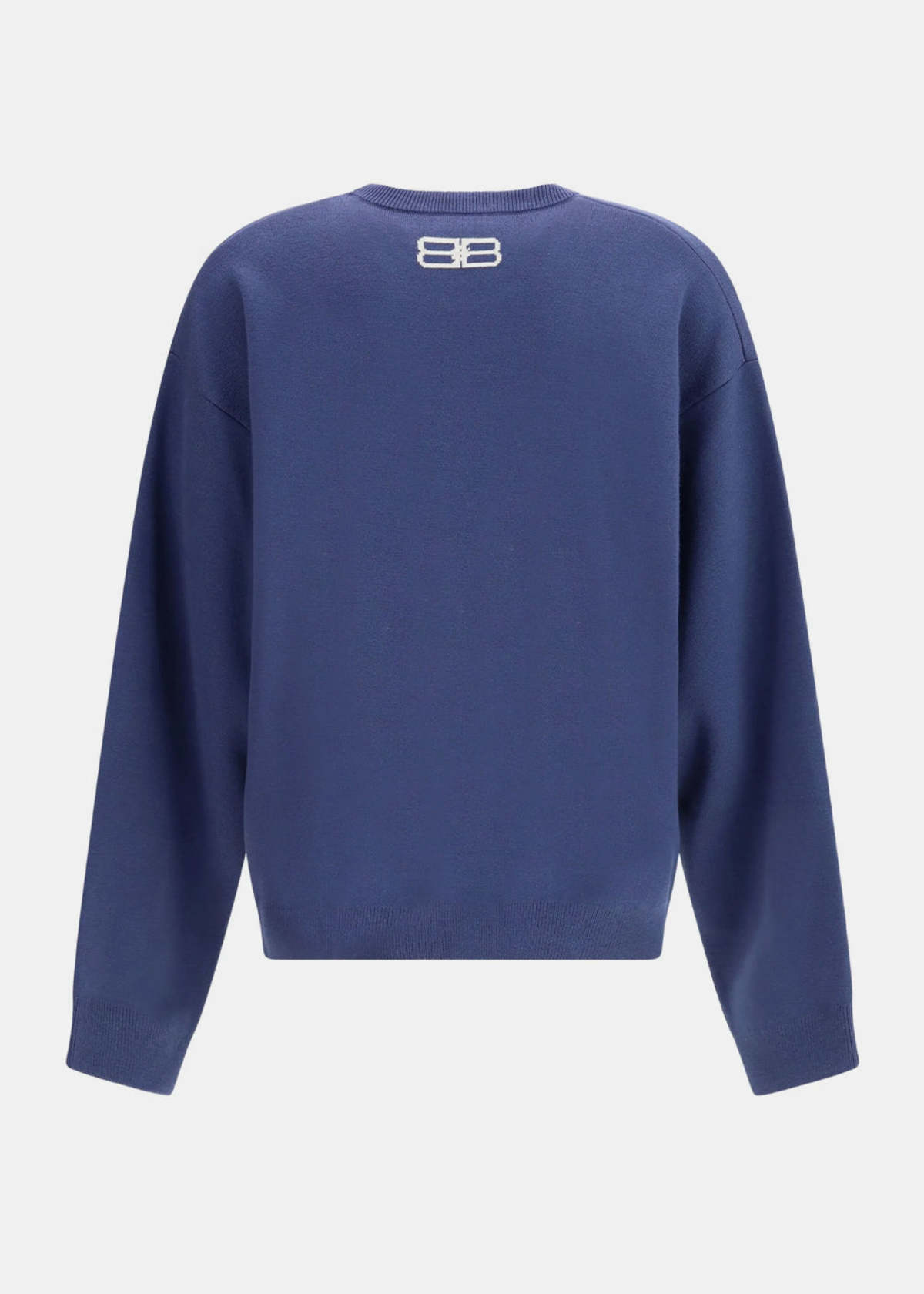 Balenciaga Navy Jacquard Crewneck Sweater - Navy/Grey - Image 2 of 2