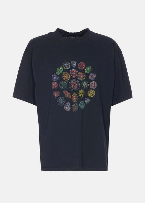 Balenciaga Spiral Crest T-Shirt - Faded Washed Black