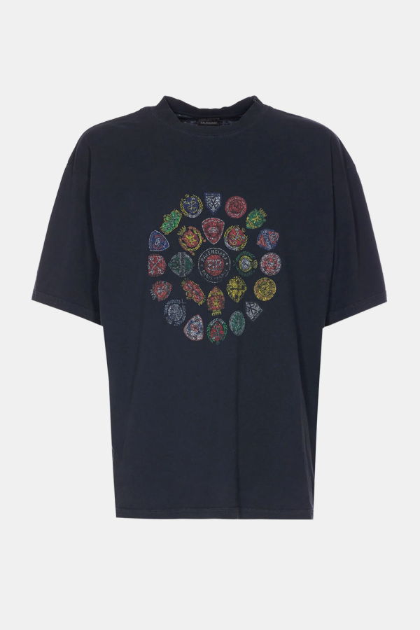 Balenciaga Spiral Crest T-Shirt - Faded Washed Black