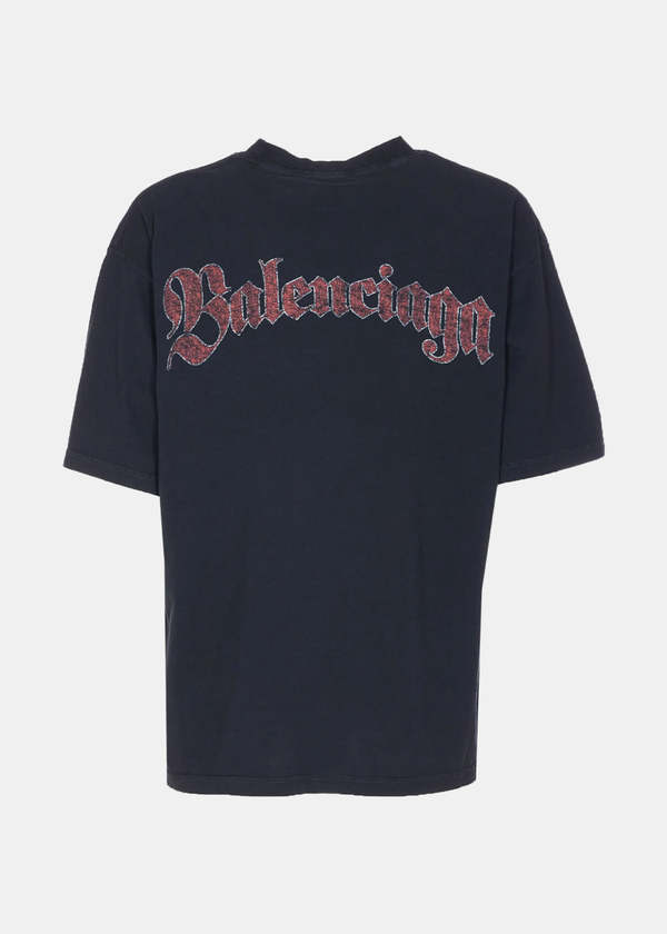 Balenciaga Spiral Crest T-Shirt - Faded Washed Black