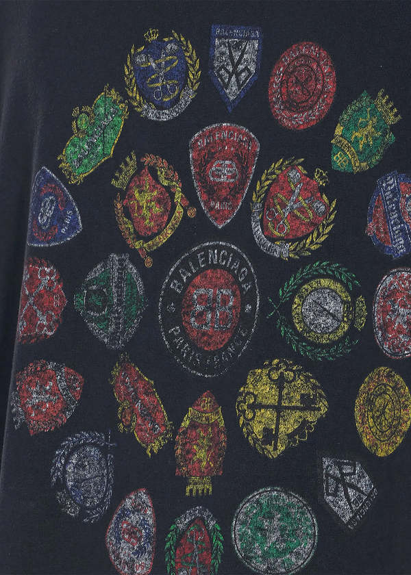 Balenciaga Spiral Crest T-Shirt - Faded Washed Black