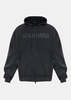 Balenciaga Washed Black Standard Oversized Zip Up Hoodie - Faded Washed Black - Thumbnail 1