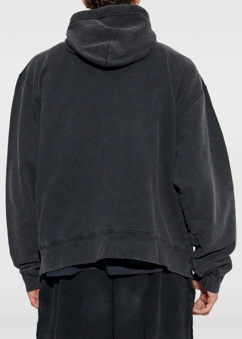 Balenciaga Washed Black Standard Oversized Zip Up Hoodie - Faded Washed Black
