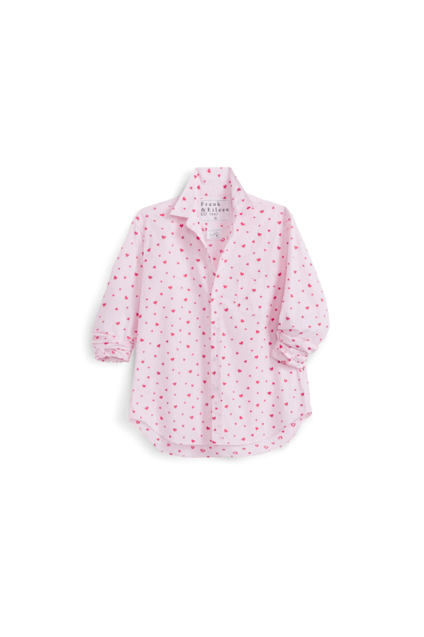 Frank & Eileen Eileen Relaxed Button-Up Shirt - PINK STRIPE / RED HEARTS