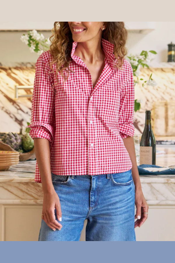 Frank & Eileen Silvio Untuckable Button-Up Shirt - Red Gingham