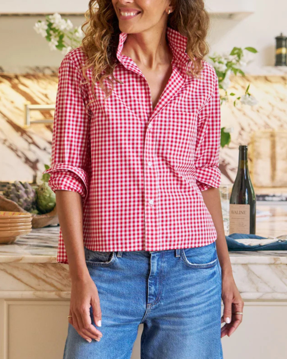 Frank & Eileen Silvio Untuckable Button-Up Shirt - Red Gingham - Image 2 of 4
