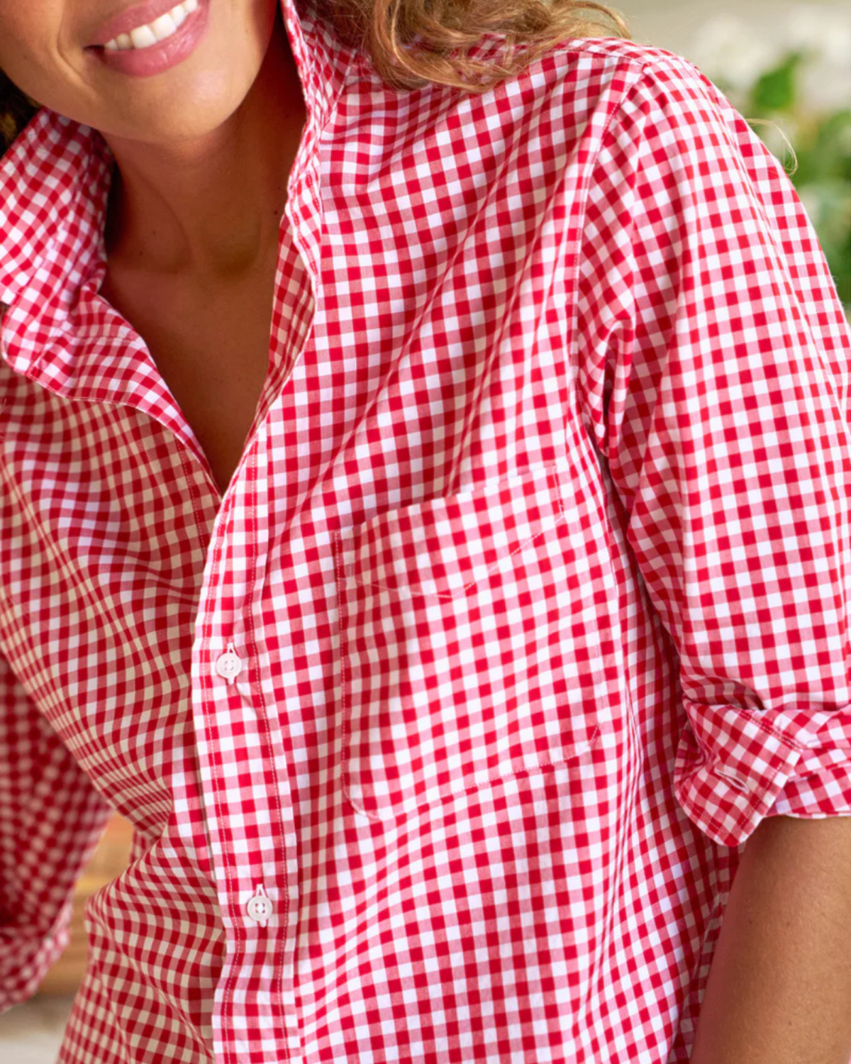 Frank & Eileen Silvio Untuckable Button-Up Shirt - Red Gingham - Image 3 of 4