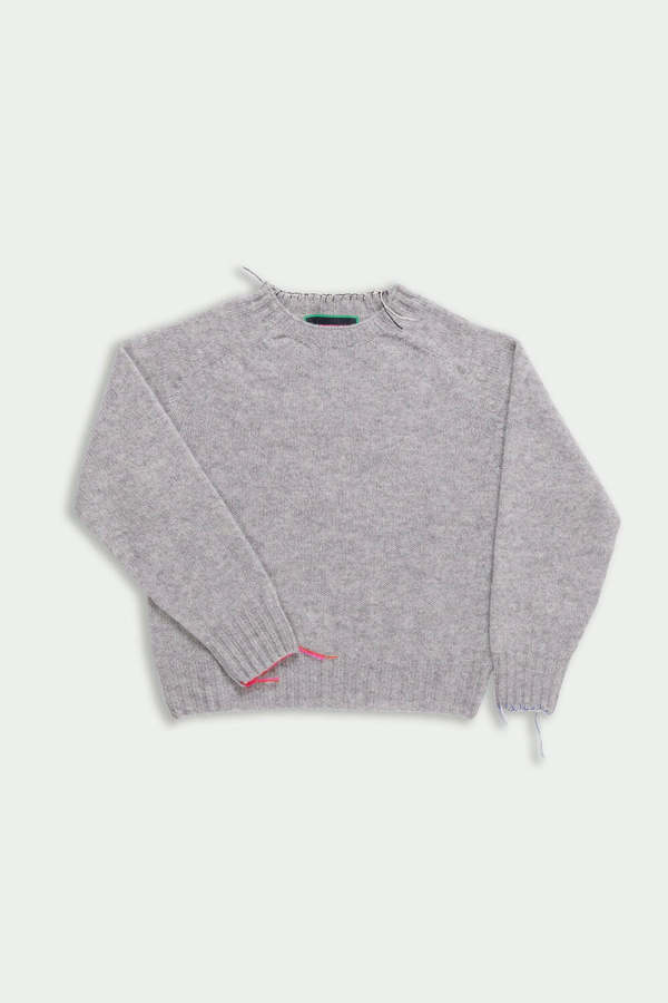 LA FETICHE Joy Crewneck Shetland Sweater - Light Grey