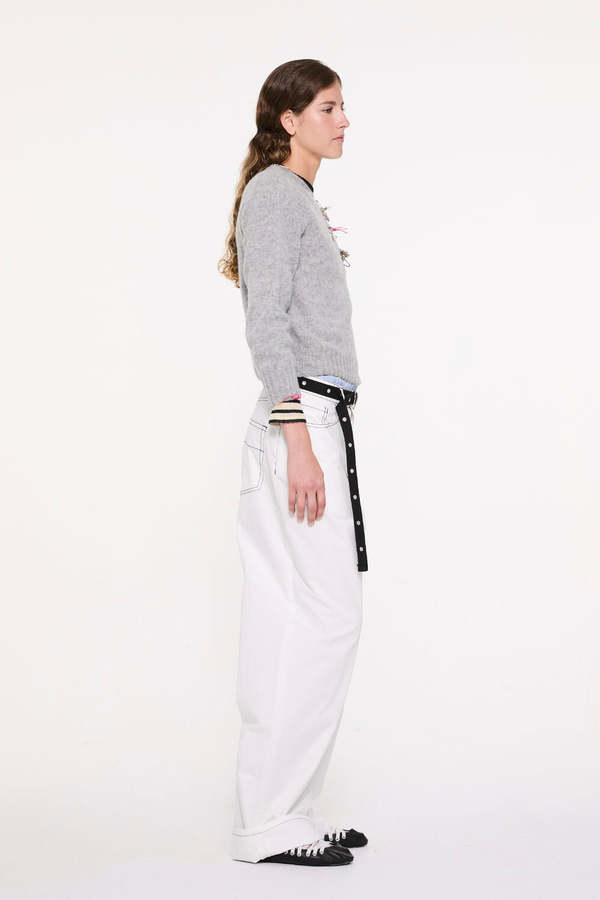 LA FETICHE Joy Crewneck Shetland Sweater - Light Grey