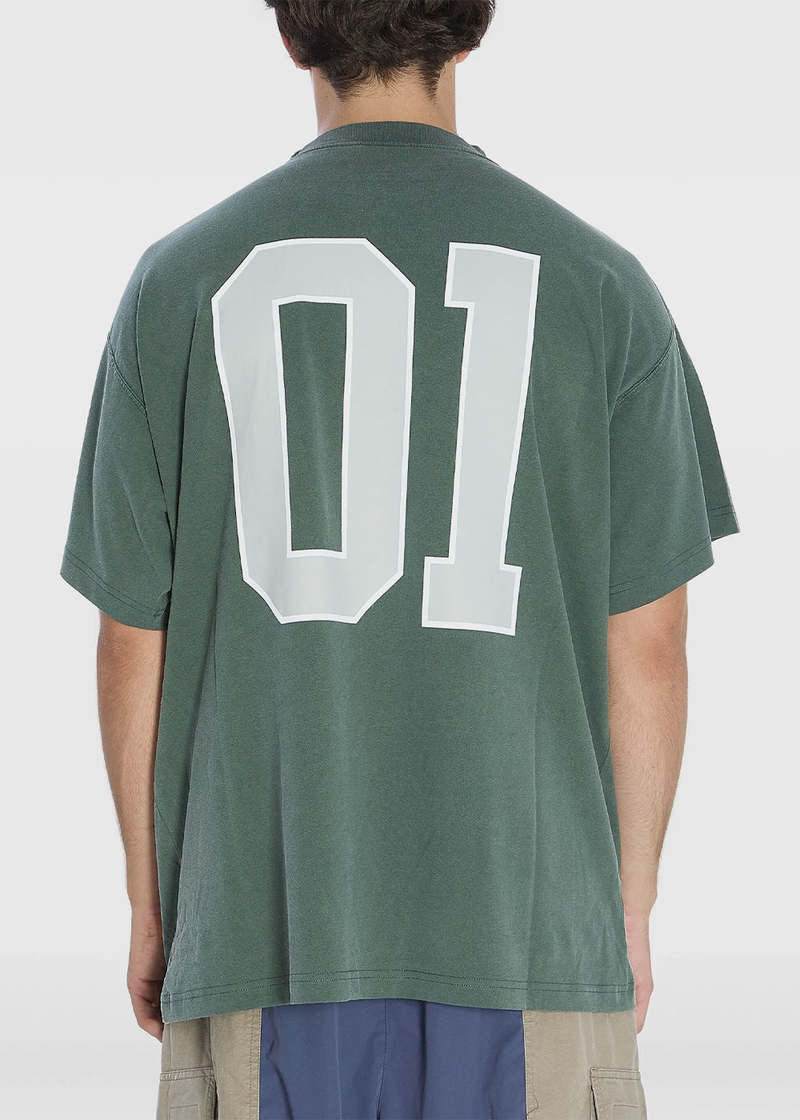 Balenciaga Dark Green Basketball T-Shirt - Dark Green/Light Grey