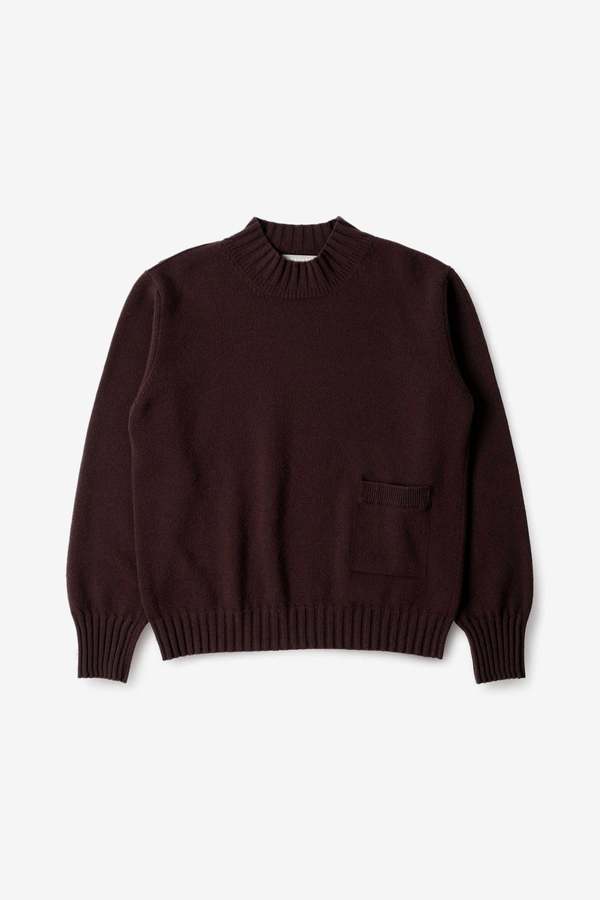 Margaret Howell Single Pocket Crew Sweater - Mahogany