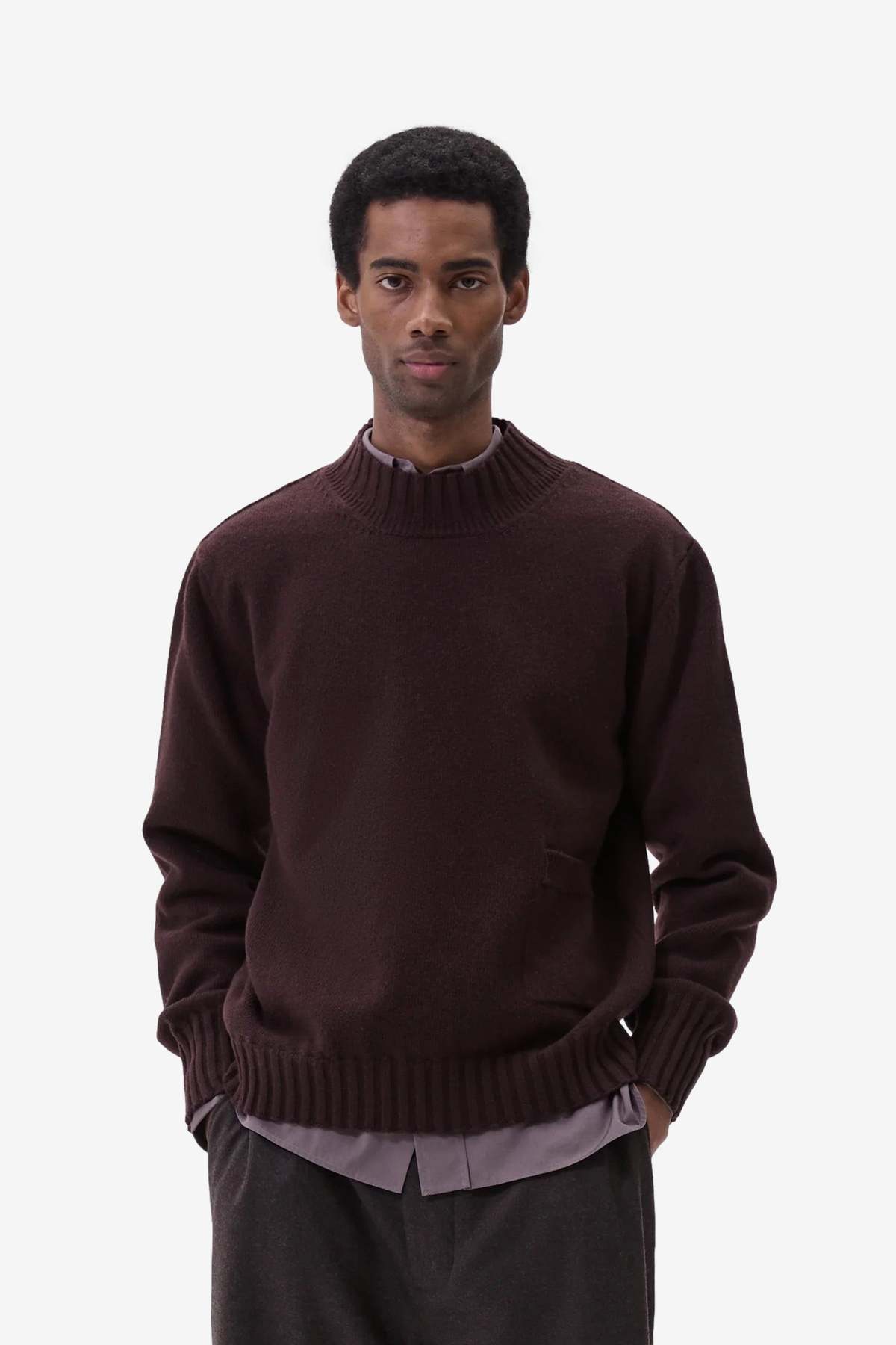 Margaret Howell Single Pocket Crew Sweater - Mahogany - Image 2 of 4