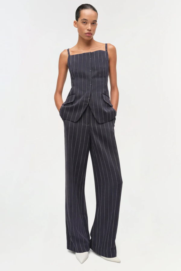 Jonathan Simkhai Edie Square Neck Top - Midnight Stripe