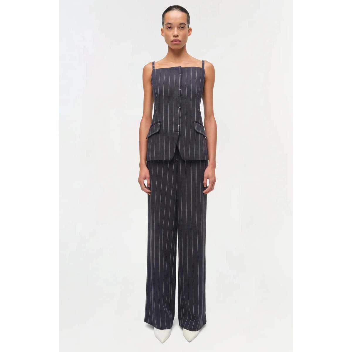 Jonathan Simkhai Tavar Pants - Midnight Stripe - Image 1 of 6