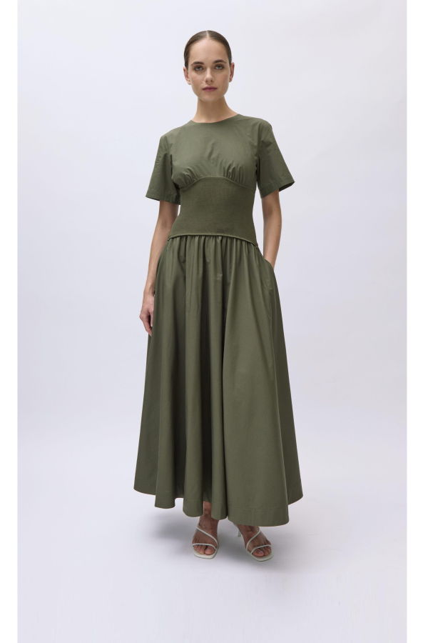 Jonathan Simkhai Wrenna S/S Midi Dress - Fern