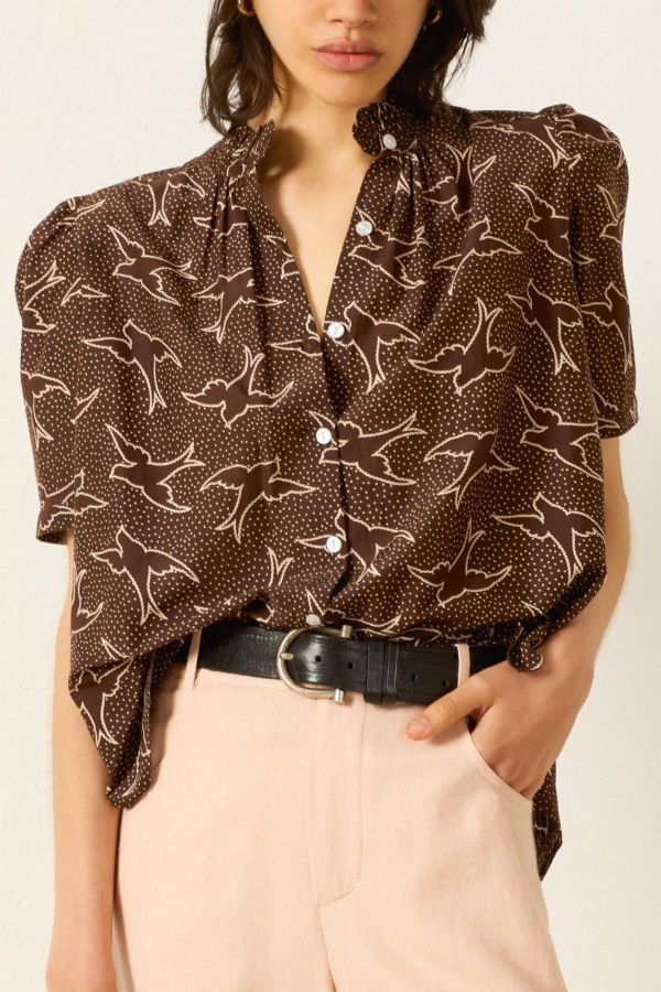 Alix Of Bohemia Winnie Clove Swallow Shirt - Dark Brown