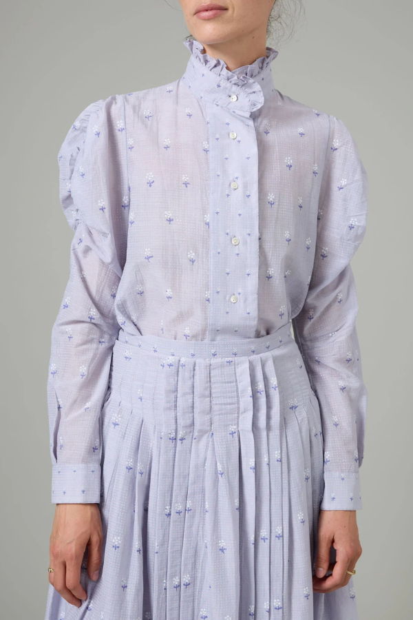 Thierry Colson Wind Buthi-Block Print Blouse - Blue