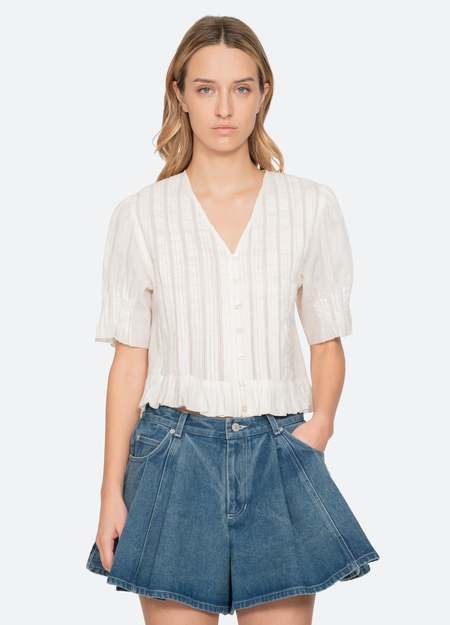 Sea NY Mable Cambric S/SLV Smocked Top | Garmentory