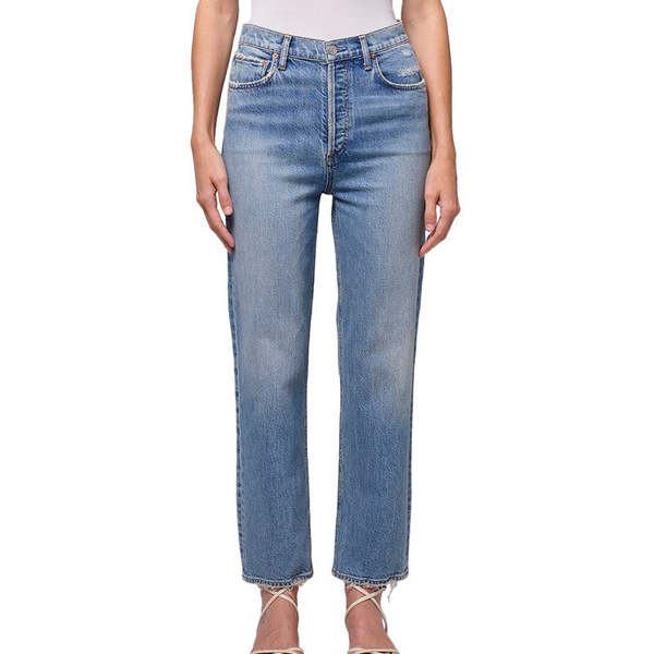 AGOLDE 90's Pinch Waist Crop High Rise Straight Jeans in Renew
