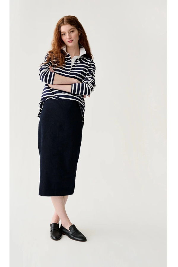 MASHBURN Franny Rugby Polo - Navy/White Heavy Jersey