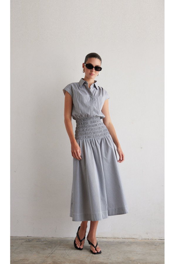 JS71 Kya Dress - Black and White Stripe