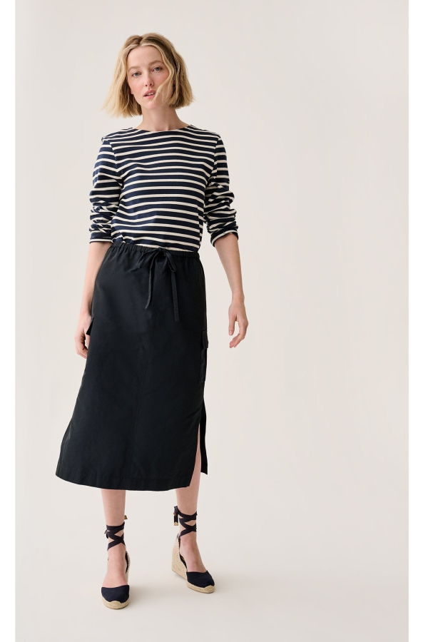 MASHBURN Willa Skirt - Navy Nylon Faille