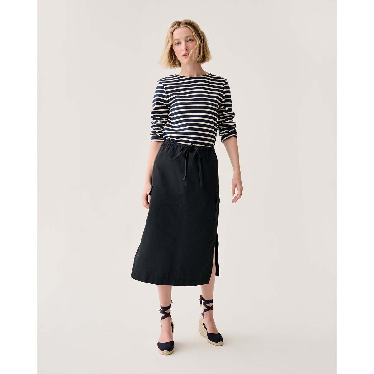 MASHBURN Willa Skirt - Navy Nylon Faille - Image 1 of 6