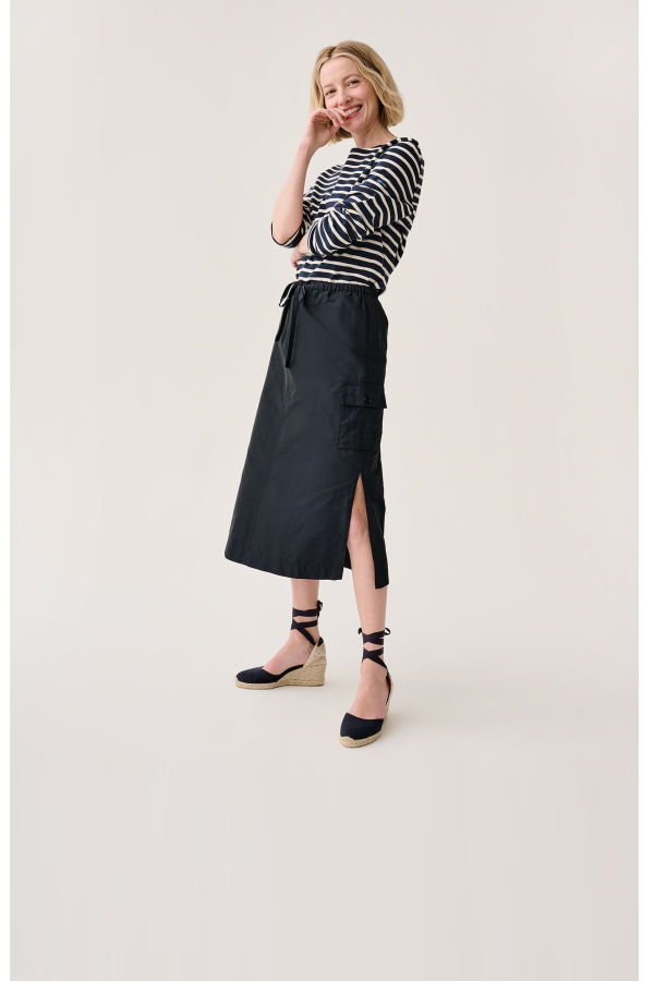 MASHBURN Willa Skirt - Navy Nylon Faille
