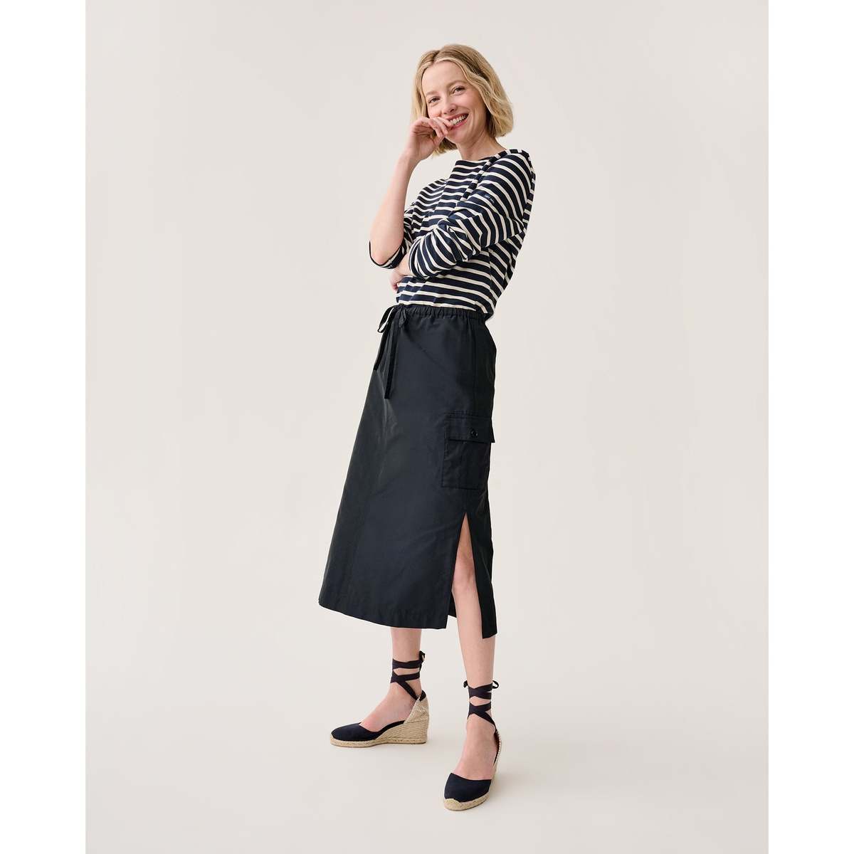 MASHBURN Willa Skirt - Navy Nylon Faille - Image 2 of 6