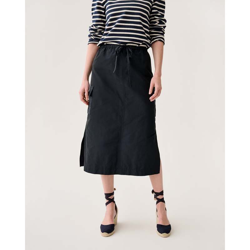 MASHBURN Willa Skirt - Navy Nylon Faille