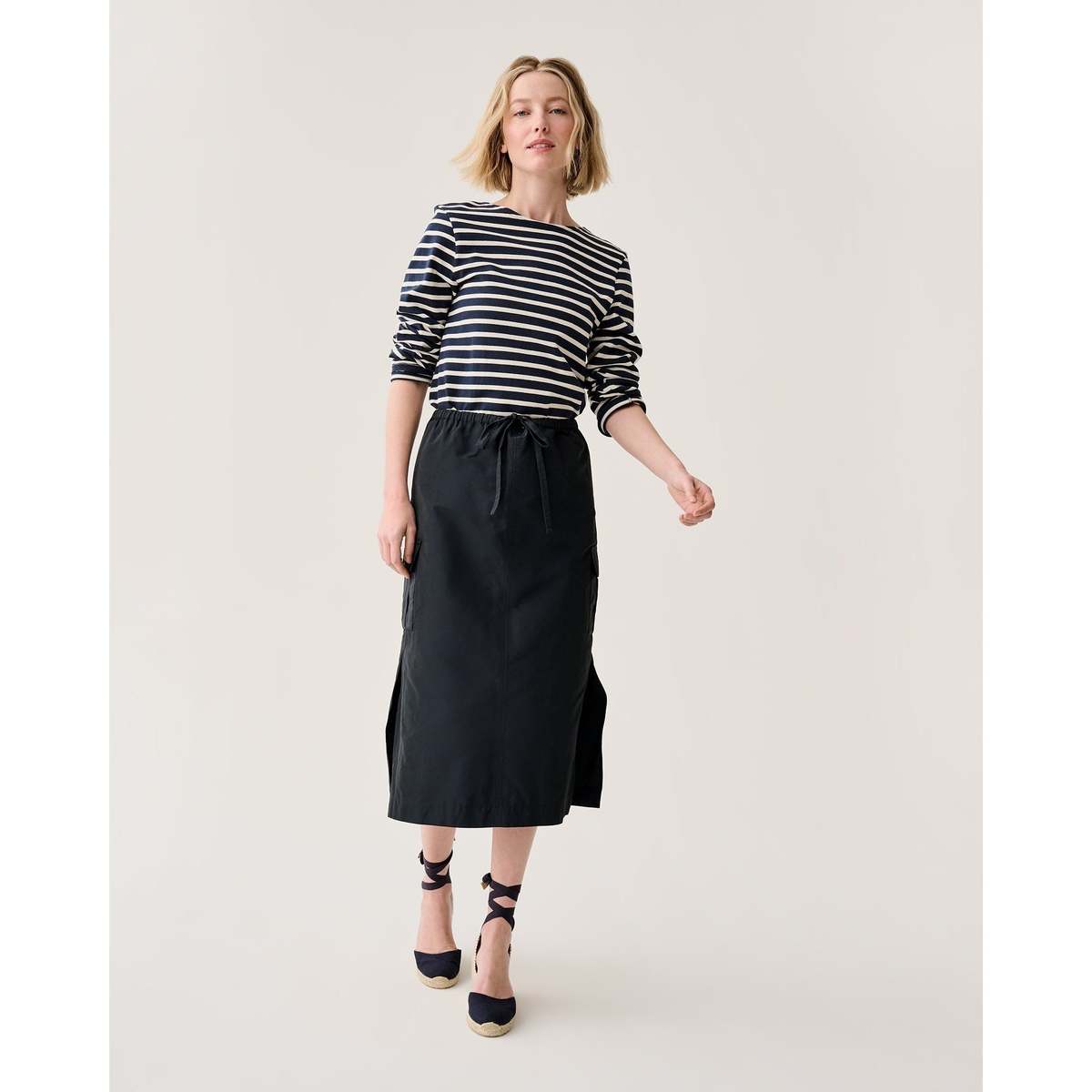 MASHBURN Willa Skirt - Navy Nylon Faille - Image 4 of 6