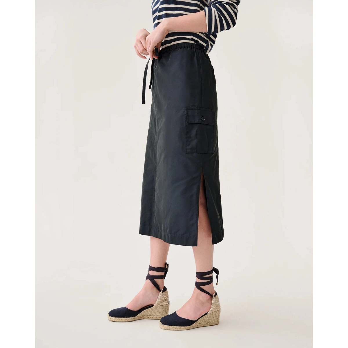 MASHBURN Willa Skirt - Navy Nylon Faille - Image 5 of 6