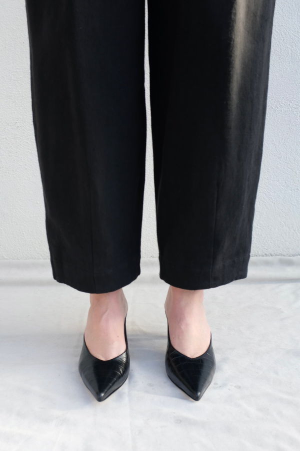 Cordera Leather Pointy Mule / Crocodile Black