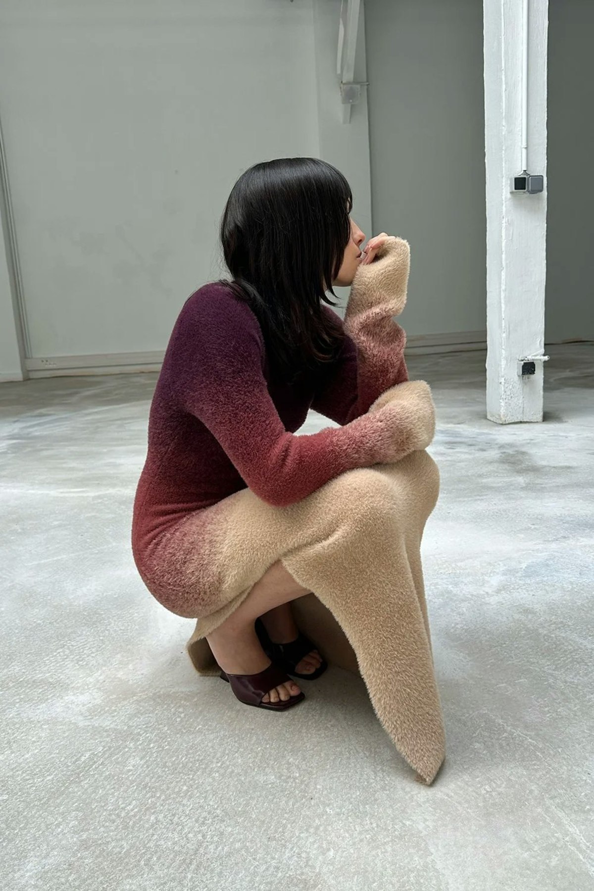 SAEMDI Gradient Knit Dress - Brown - Image 5 of 7