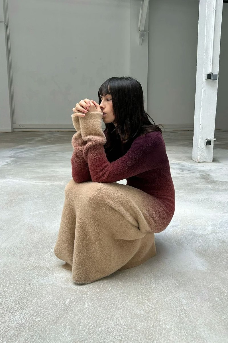 SAEMDI Gradient Knit Dress - Brown