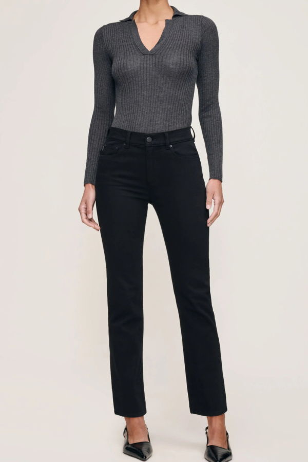 DL 1961 Mara Straight Mid-Rise Instasculpt Jeans - Black