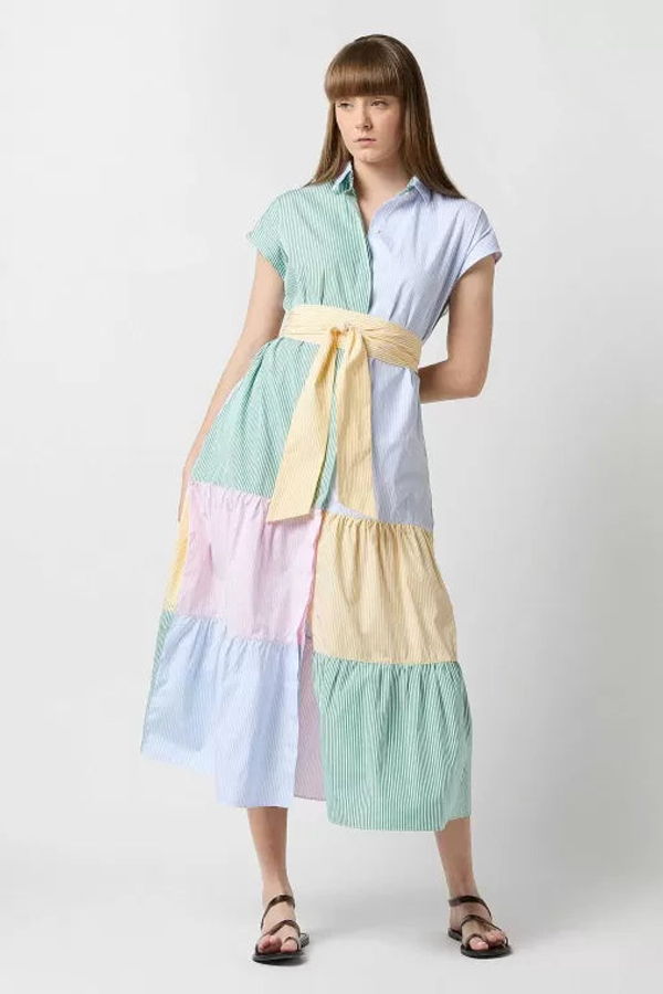 MASHBURN Sophia Dress - Multi Mixed Stripe Poplin
