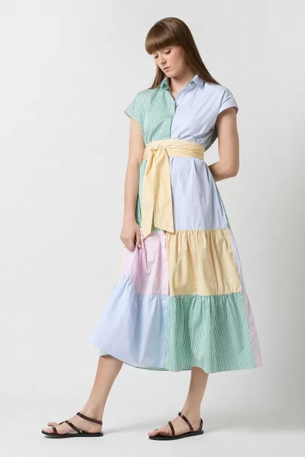 MASHBURN Sophia Dress - Multi Mixed Stripe Poplin