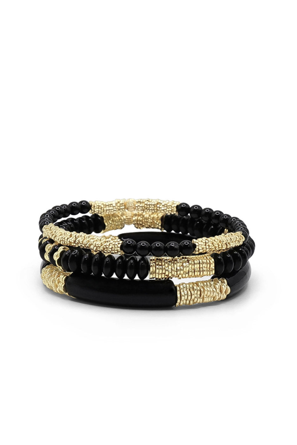 Bowood Lane Midnight Beach Stack Bracelet Stack - Black