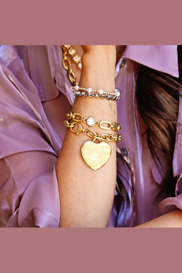 Bowood Lane Monroe Bracelet - Gold/XLG Gold Heart