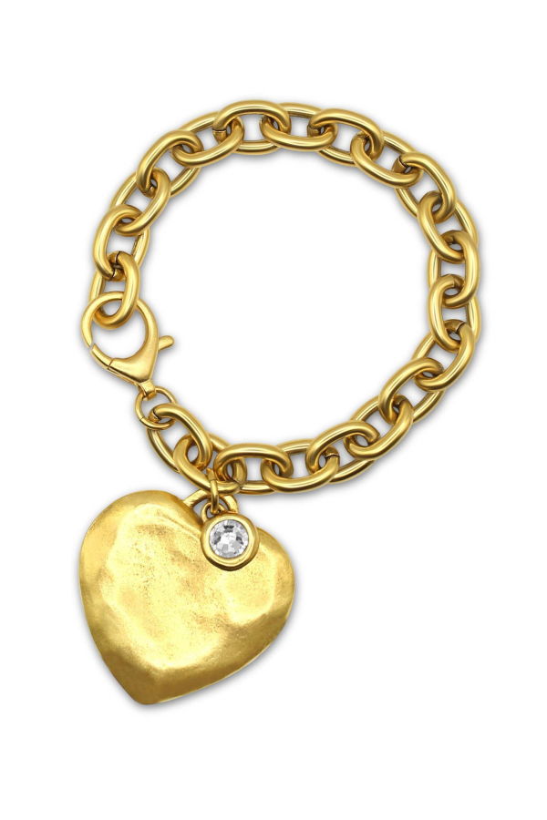 Bowood Lane Monroe Bracelet With CZ - Gold/XLG Gold Heart