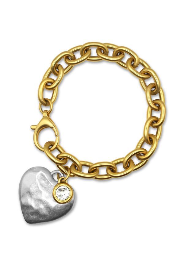 Bowood Lane Monroe Bracelet With CZ - Gold/Silver Heart