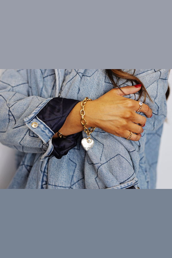 Bowood Lane Monroe Bracelet With CZ - Gold/Silver Heart