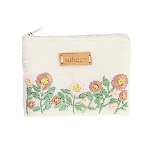 Others Trade for Hope Embroidered Coin Purse - White Floral Pink