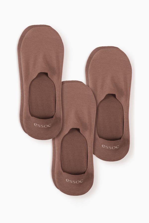 Essoc Inc Cotton No Show Socks 3-Pack - Toffee Tan