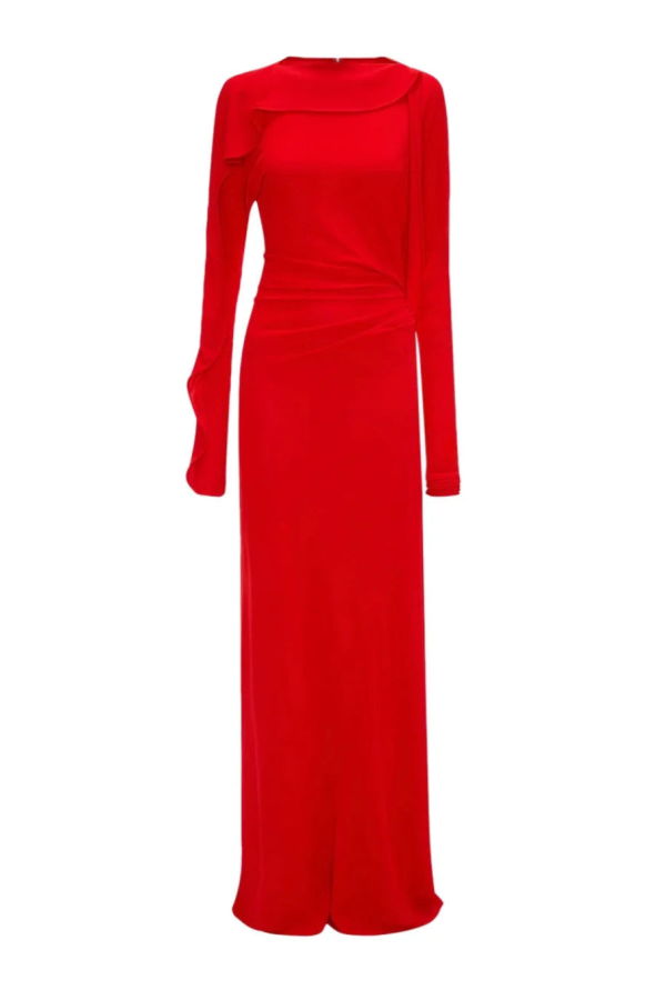 Victoria Beckham Draped Jersey Gown - Red