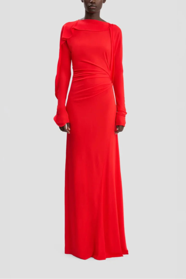 Victoria Beckham Draped Jersey Gown - Red